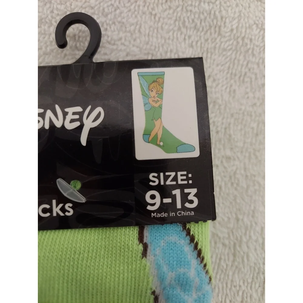 Disney‎ Tinkerbell Crew Socks Size 9-13 Green Blue Equalizer Accessories